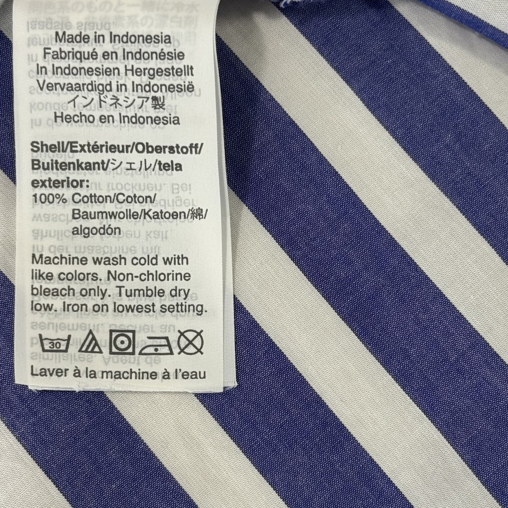 J.Crew Striped Blue White Midi Dress Cotton Poplin V-Neck Short Sleeve Size M - Picture 9 of 12